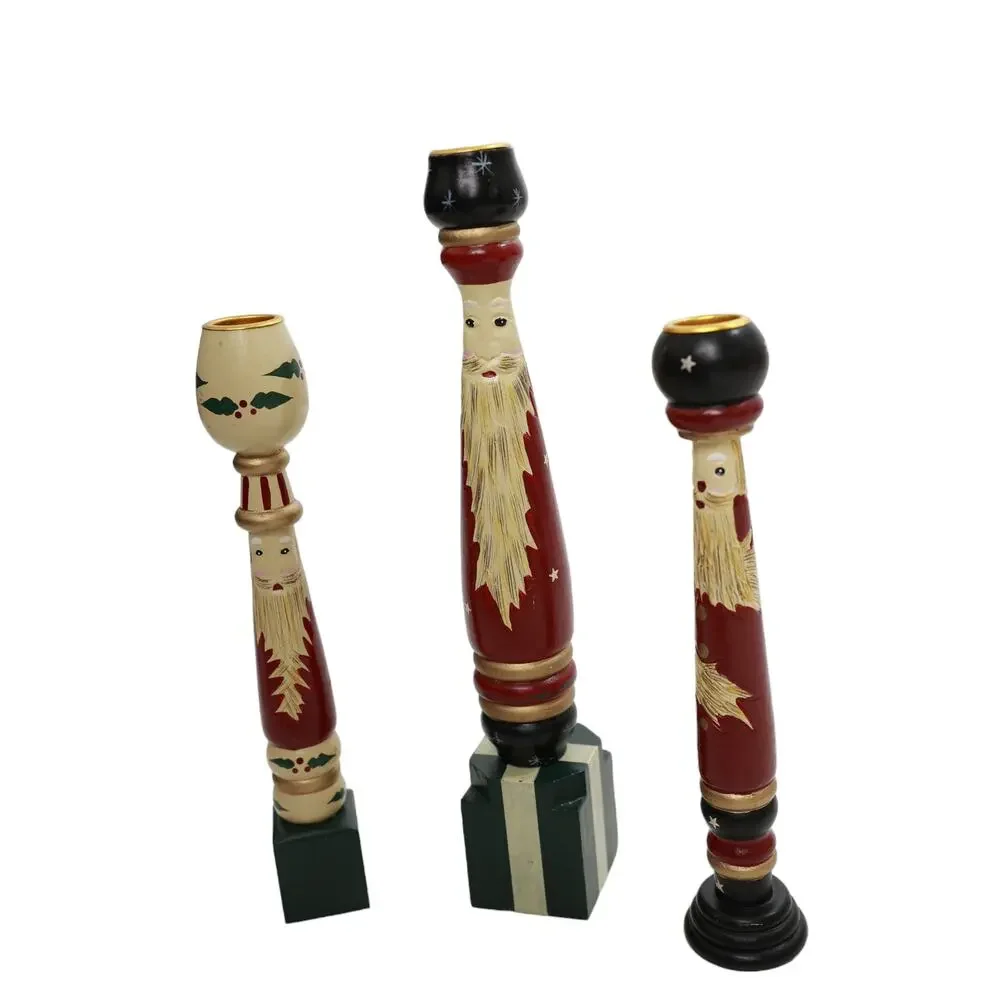 House of‎ Lloyd Christmas Around the World set of 3 Santa candlestick holders